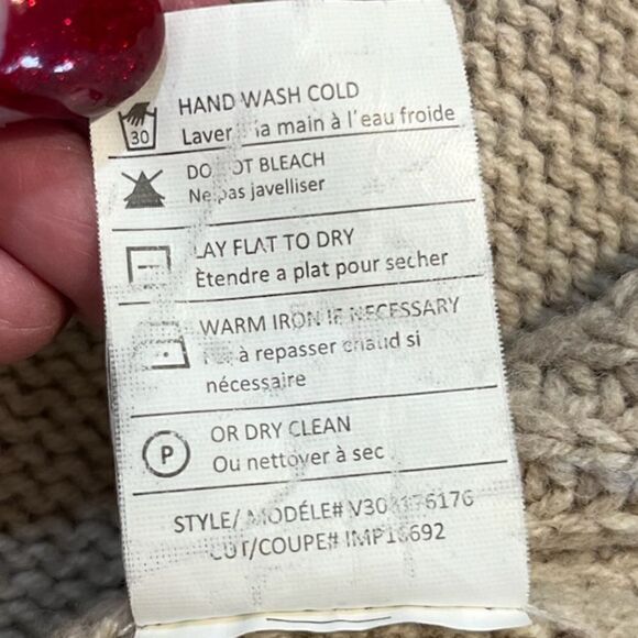 VINCE V-Neck Yak/Wool Blend Sweater Cream/Light Brown  Oatmeal Women's Size XS - Picture 5 of 5